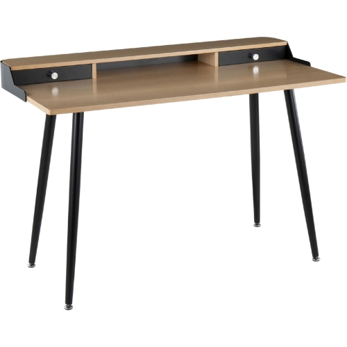 Harvey Desk in Black Steel, Wood, Black Wood & Nickel